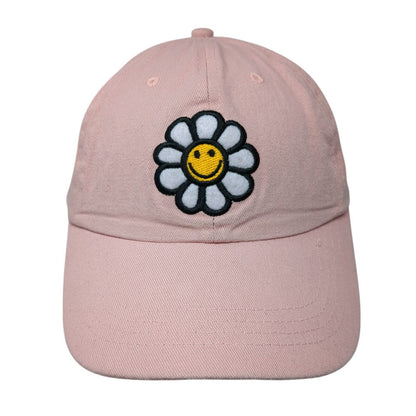 Sunflower Strapback Hat Pink One Size Adjustable Embroidered 6 Panel Cotton