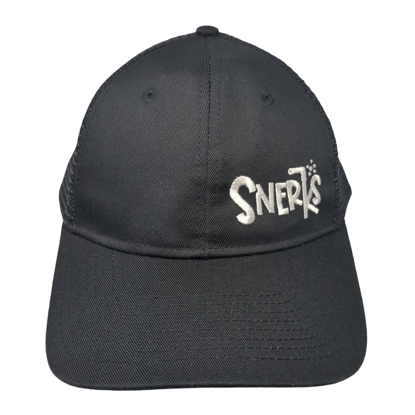 Snerks Snapback Trucker Hat Black One Size Adjustable Embroidered Mesh Back