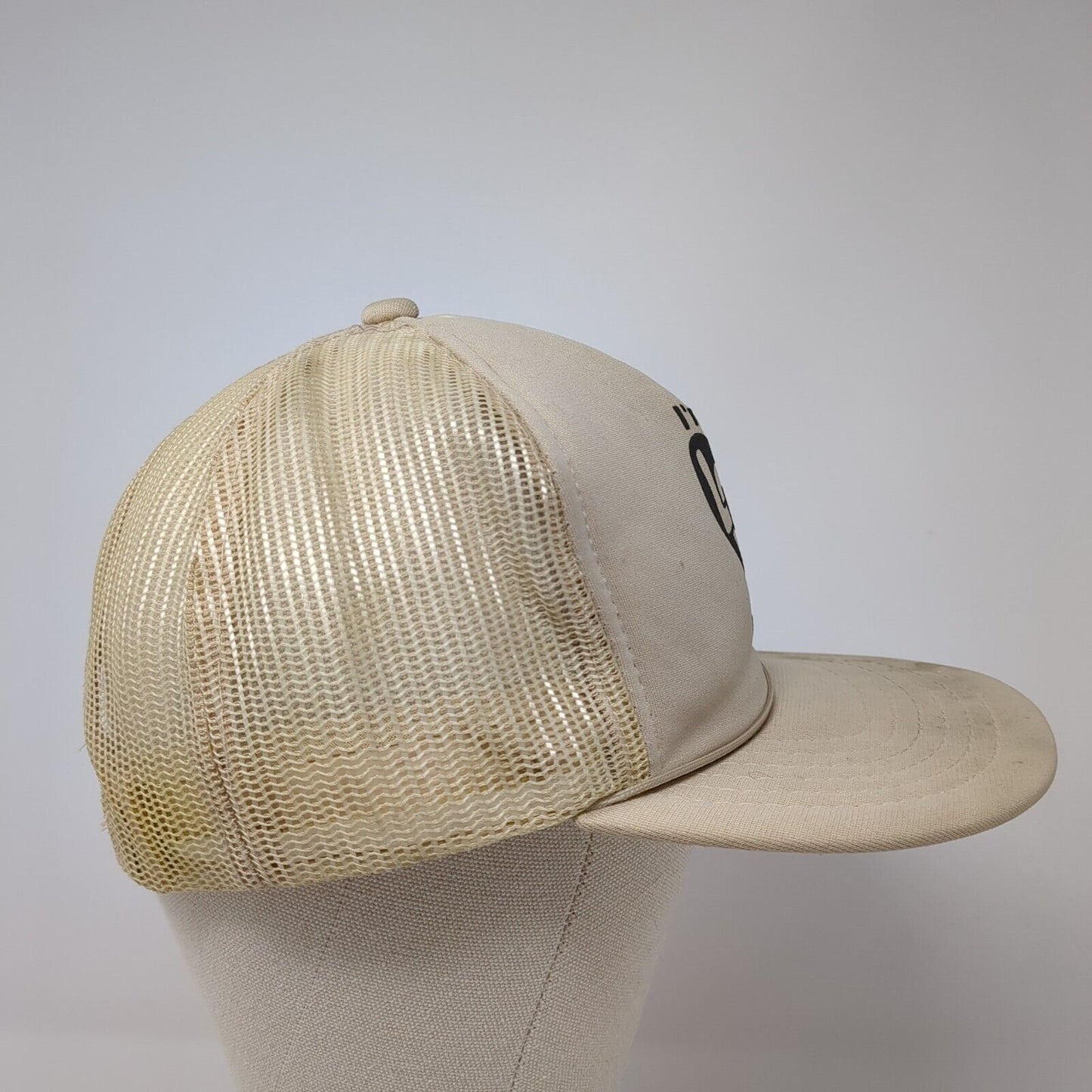 I'm A Love Man Strapback Trucker Hat Tan OS Adjustable Embroidered Mesh Back