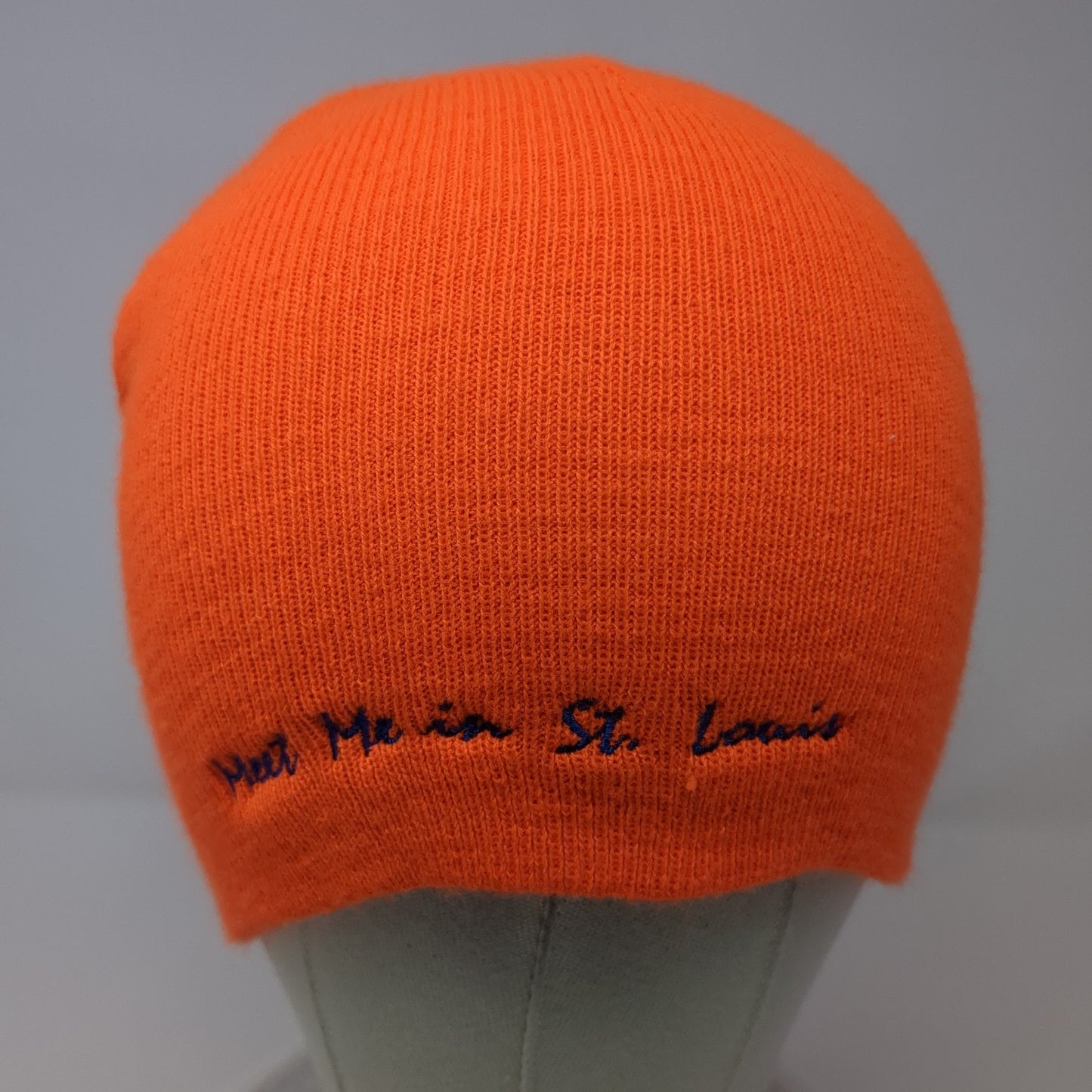 Meet Me In St. Louis Beanie Hat Orange One Size Stretch Knitted Embroidered AMC