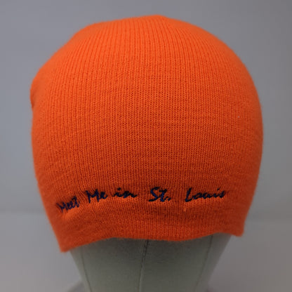 Meet Me In St. Louis Beanie Hat Orange One Size Stretch Knitted Embroidered AMC