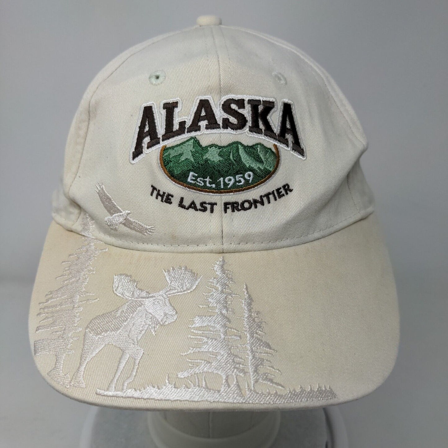 Alaska The Last Frontier Slideback Hat Tan One Size Embroidered