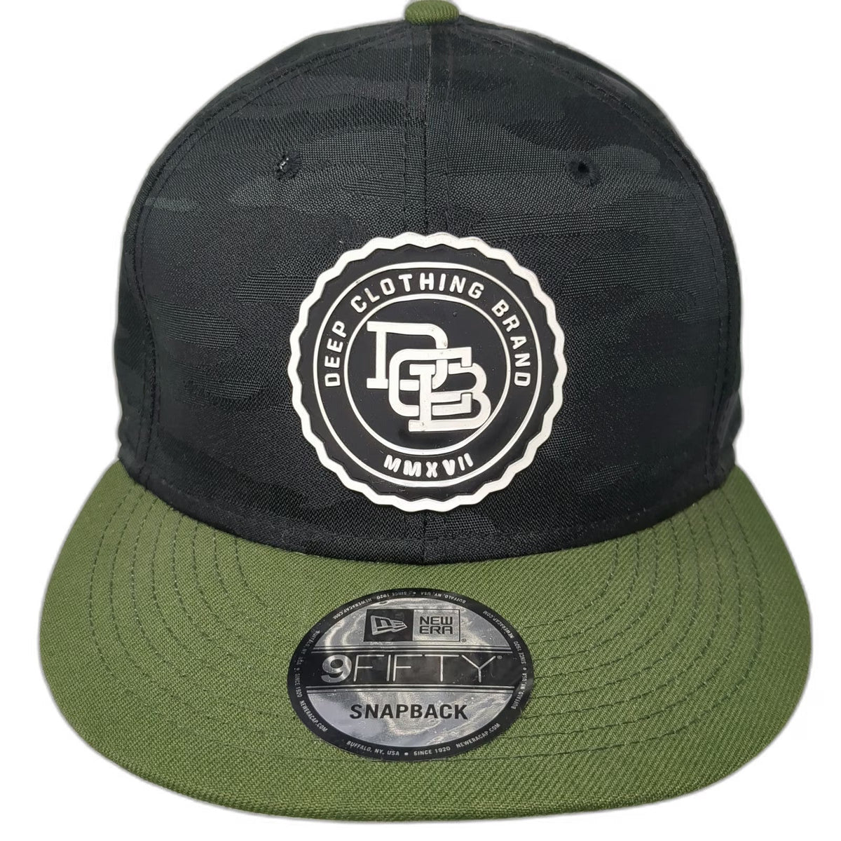 New Era Snapback Black Green One Size Camo Flat Brim Deep Clothing Brand Hat