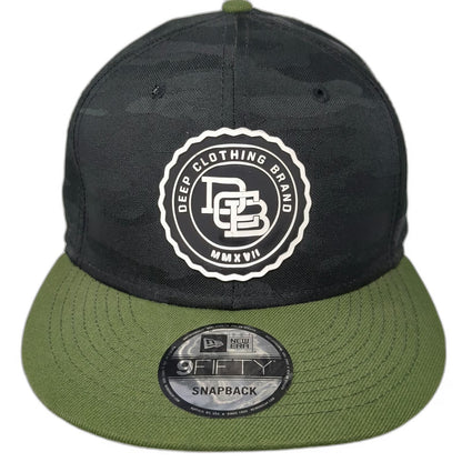 New Era Snapback Black Green One Size Camo Flat Brim Deep Clothing Brand Hat
