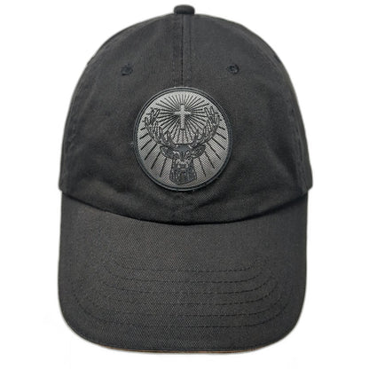 Jägermeister Baseball Cap Black One Size Rubber Patch Orange Brim Piping Hat