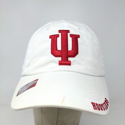 Captivating Headwear Men's Strapback Hat White Embroidered IU Hoosiers Logo