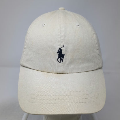 Polo Ralph Lauren Baseball Cap Beige One Size Leather Strapback Pony Logo Hat