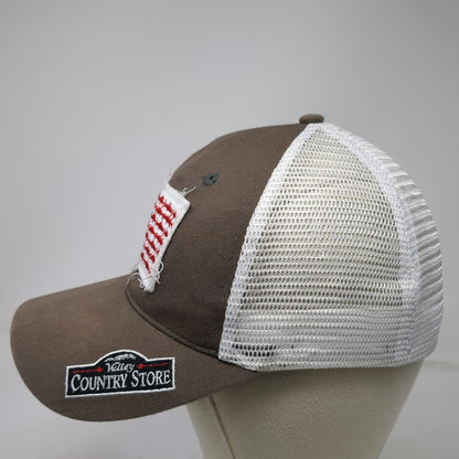 Valley Country Store Baseball Cap Gray L Mesh Fish American Flag Fitted Hat