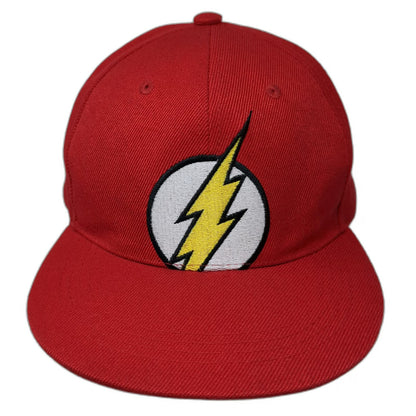 Six Flags Snapback Hat Red OSFM The Flash DC Comics Lightning Bolt Adjustable