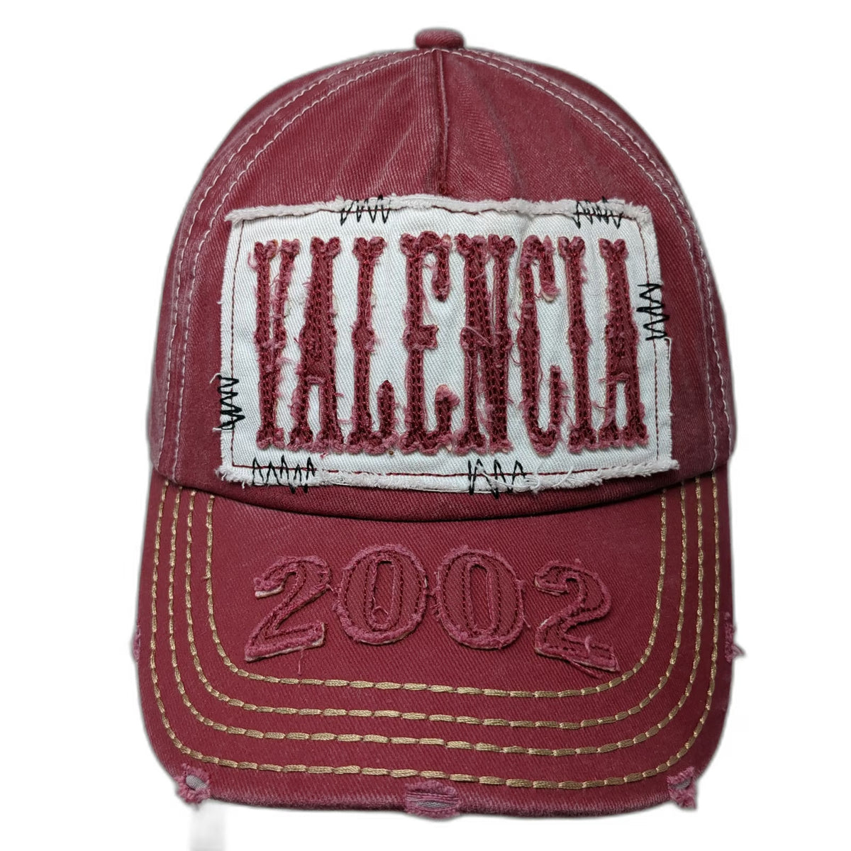 Jumi 5 Panel Red One Size Valencia 2002 Embroidered Cotton Patch Strapback Hat