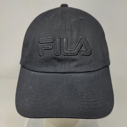 FILA Slideback Hat Black One Size Embroidered 6 Panel Vent Holes