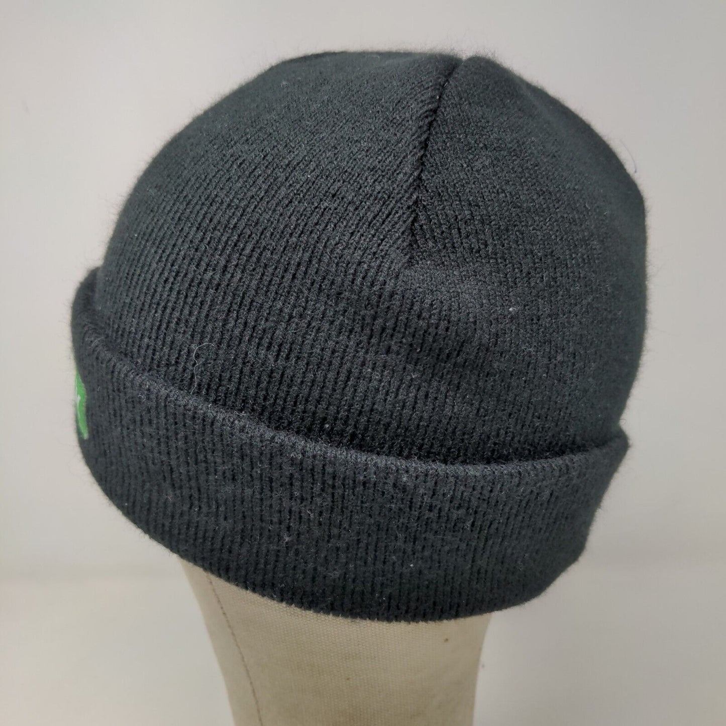 CBDistillery Men's Knit Beanie Hat Black Patch Logo 100% Acrylic