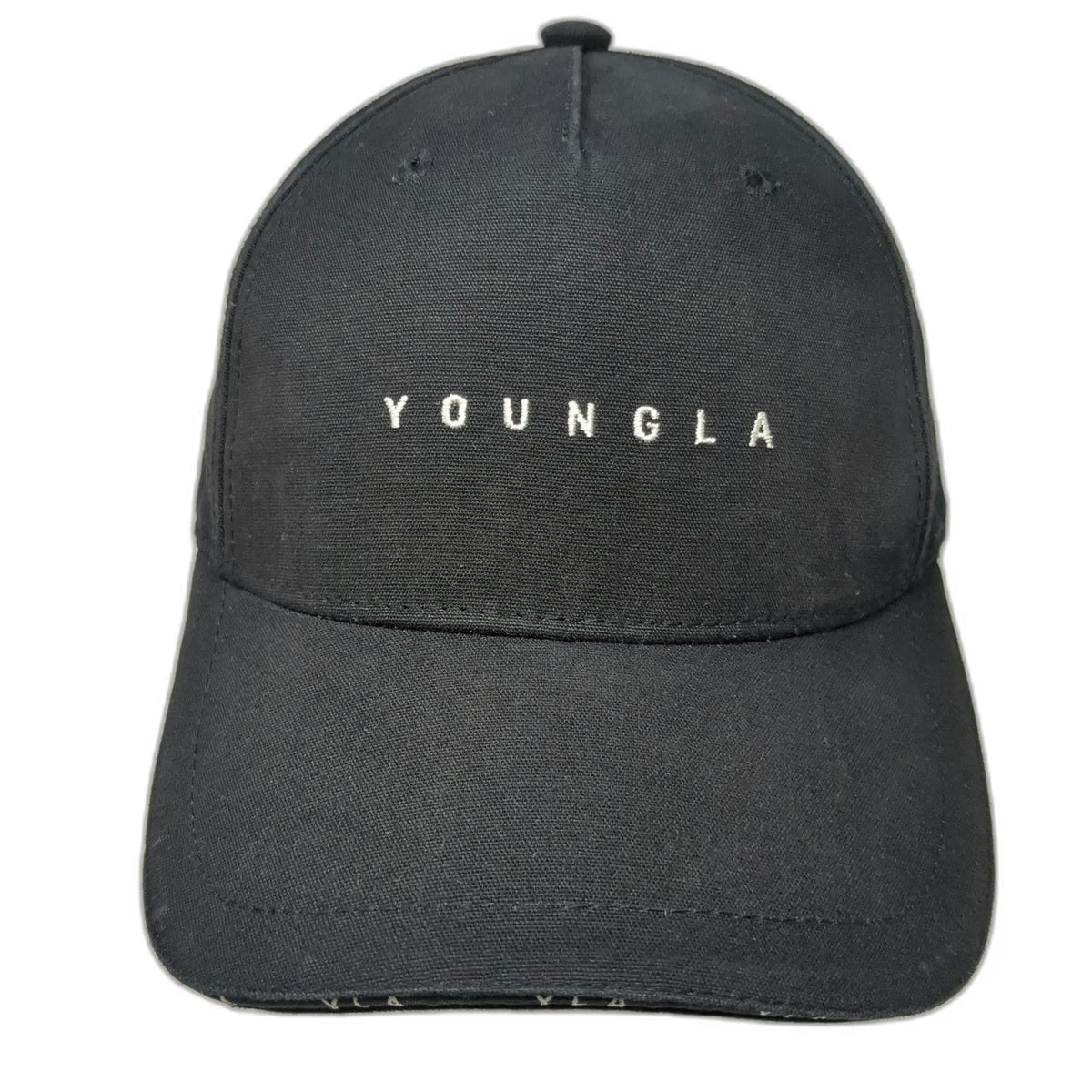 YoungLA 5 Panel Black One Size Snapback Cotton Embroidered Logo Gym Athletic Hat