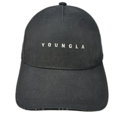 YoungLA 5 Panel Black One Size Snapback Cotton Embroidered Logo Gym Athletic Hat