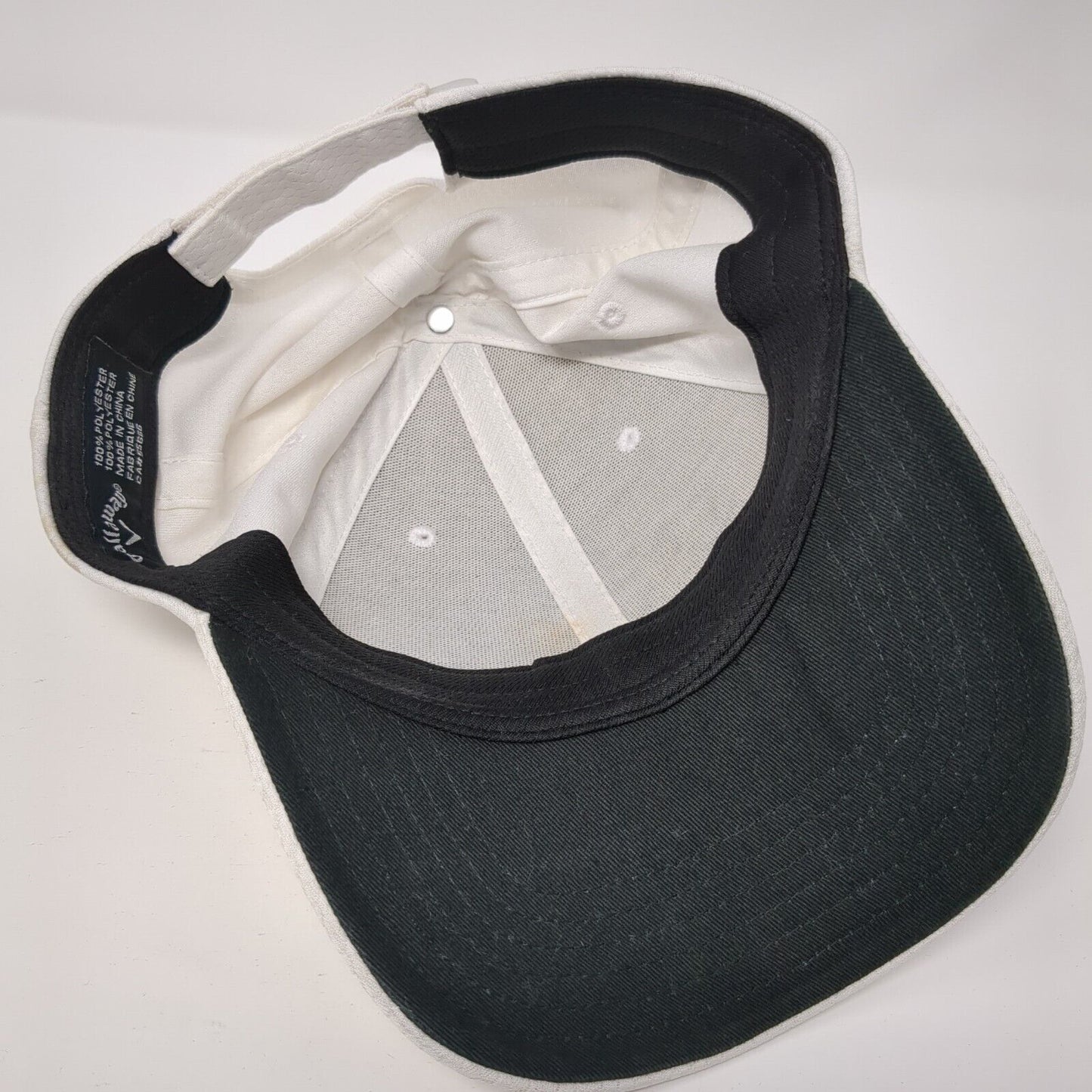 Callaway Strapback Hat White One Size Adjustable Breathable Emblem Polyester