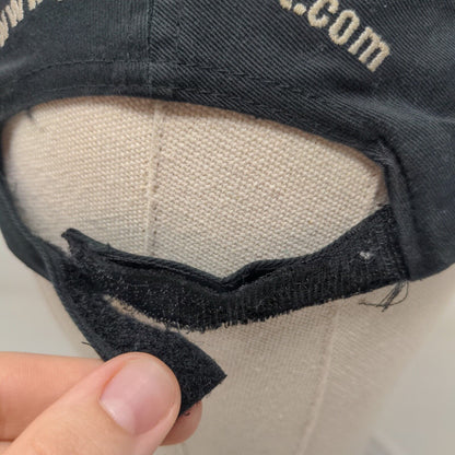 CAT Strapback Hat Black OSFM Adjustable Embroidered Vented Holes 6 Panel Cotton