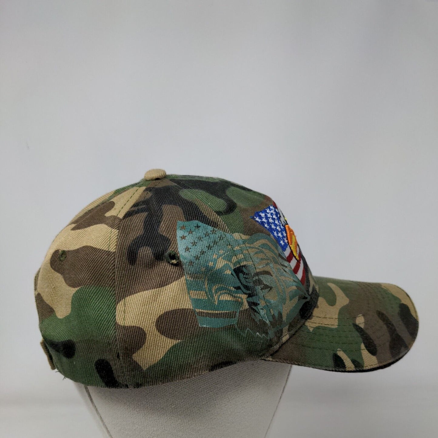 American Flag Eagle Strapback Hat Camo One Size Adjustable Embroidered