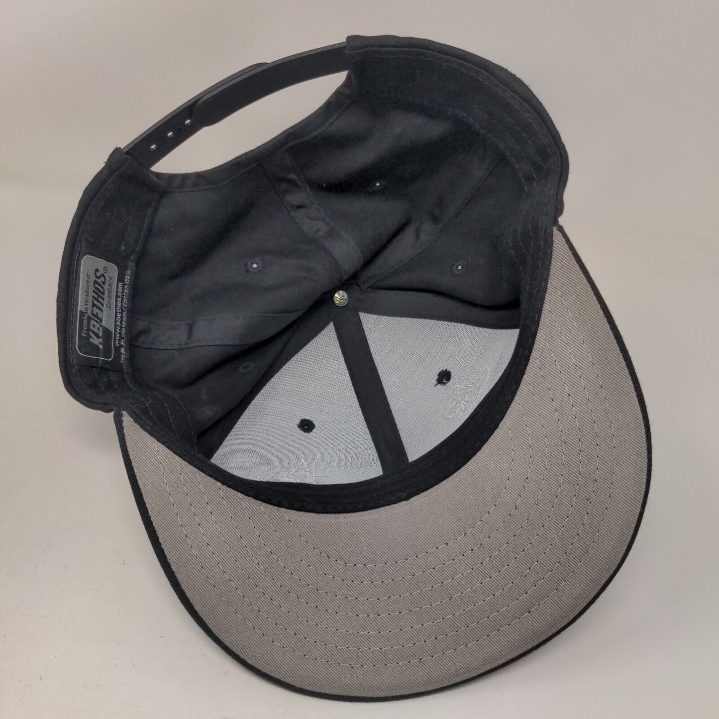 KB ETHOS Snapback Hat Black One Size Adjustable Embroidered 6 Panel Cotton