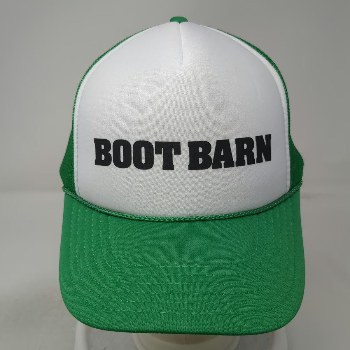 Boot Barn Trucker Hat Green White One Size Mesh Snapback Rope Foam Front Western