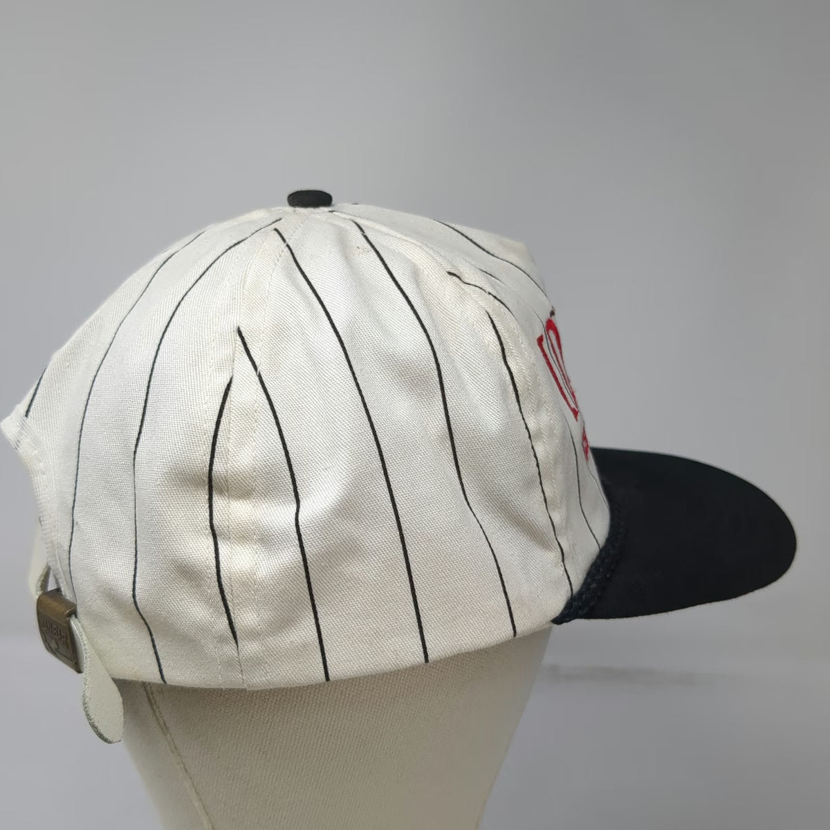 Jan-Bar 5 Panel Hat White Black Pinstripe Rope Slideback Eagle Logo USA Vintage
