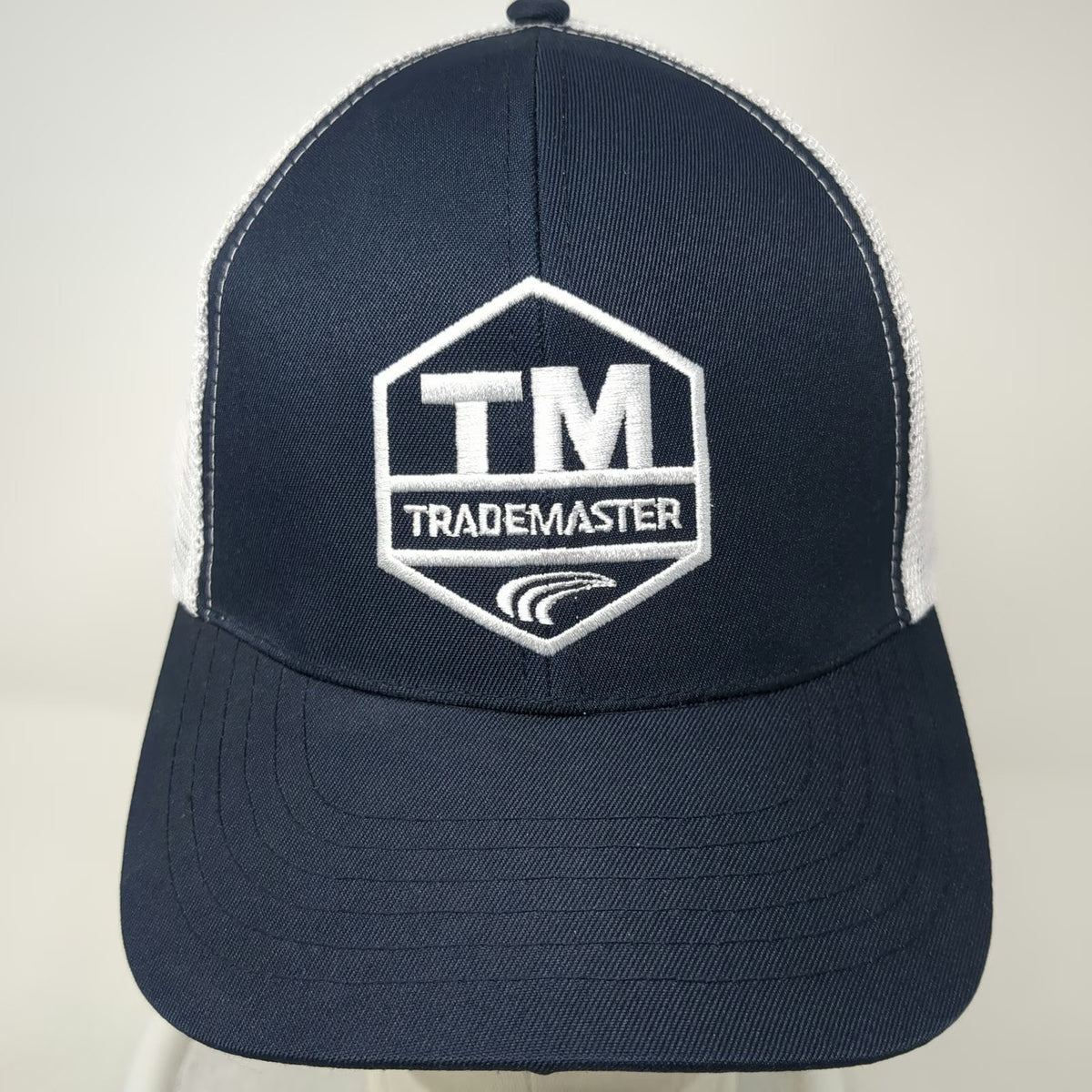 Trademaster Trucker Hat Blue One Size Snapback Mesh Embroidered Logo Workwear