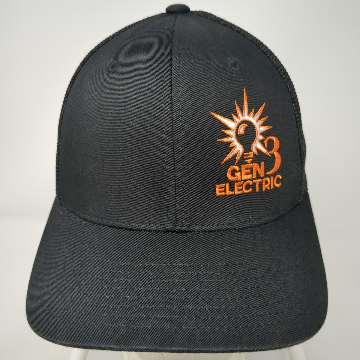 Port Authority Baseball Cap Black M Gen Electric Mesh Back Flexfit Logo Work Hat