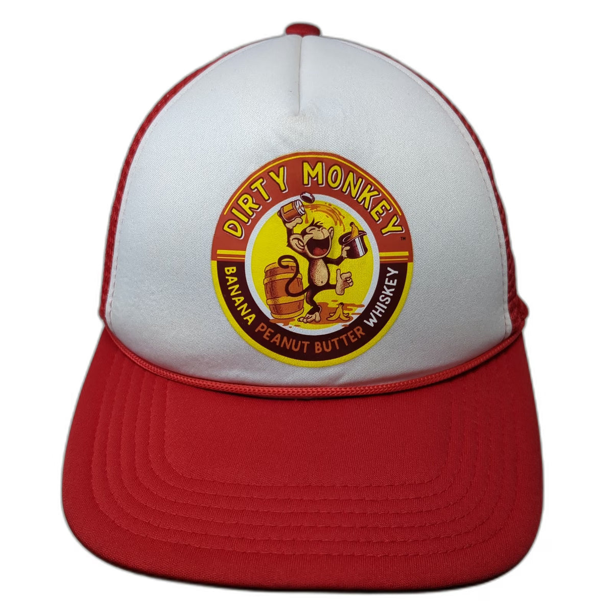 Hit Dirty Monkey Banana Peanut Butter Whiskey Trucker Hat Red One Size Snapback