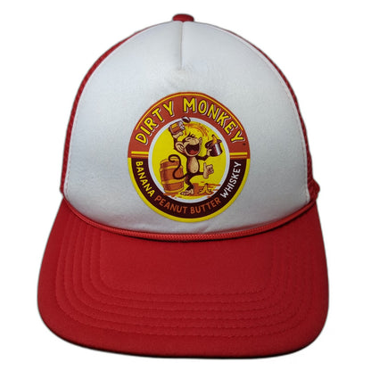 Hit Dirty Monkey Banana Peanut Butter Whiskey Trucker Hat Red One Size Snapback