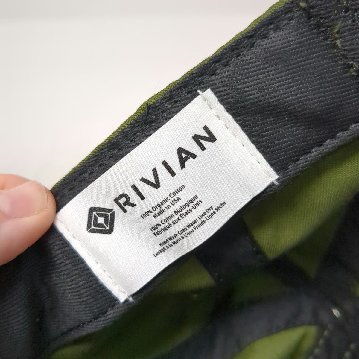 Rivian Baseball Cap Green White One Size Cotton Made in USA Adjustable Strap Hat