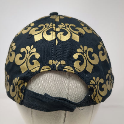Dereon 5 Panel Black Gold Scroll Pattern Embroidery One Size Hat Streetwear
