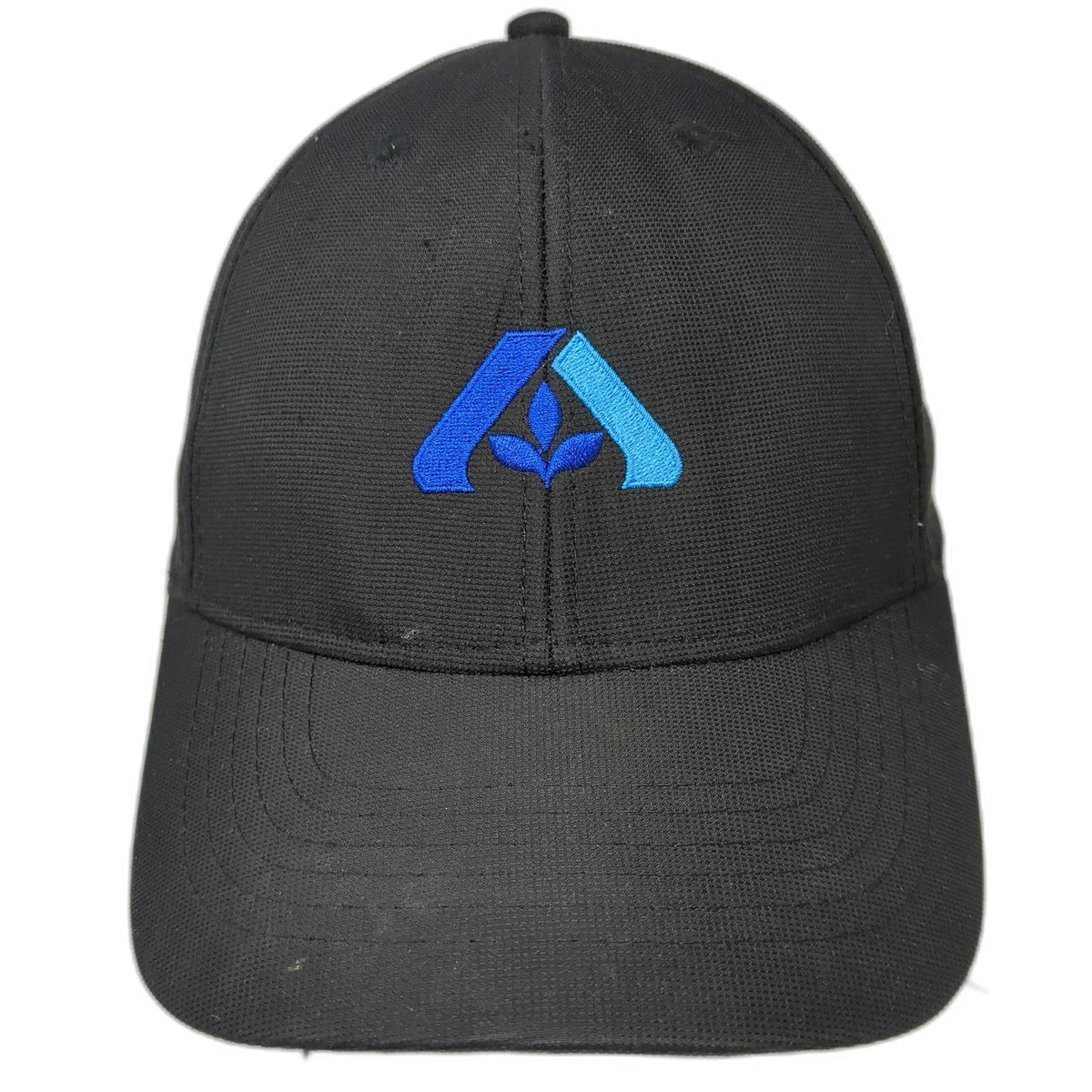 Image Solutions Baseball Cap Black One Size Strapback Curved Brim Blue Logo Hat
