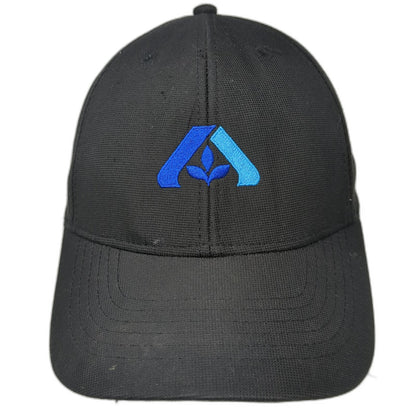 Image Solutions Baseball Cap Black One Size Strapback Curved Brim Blue Logo Hat