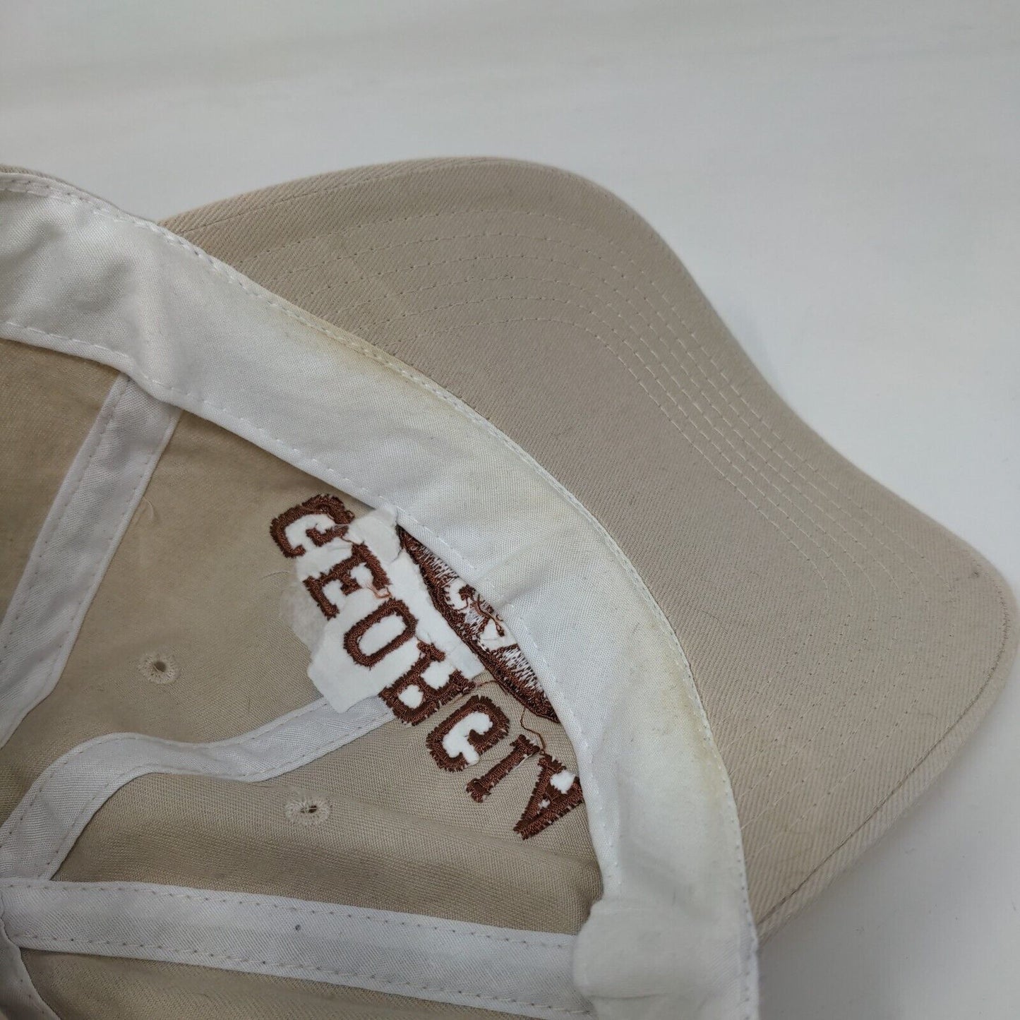 Georgia Slideback Hat Tan One Size Adjustable Solid Embroidered Big X
