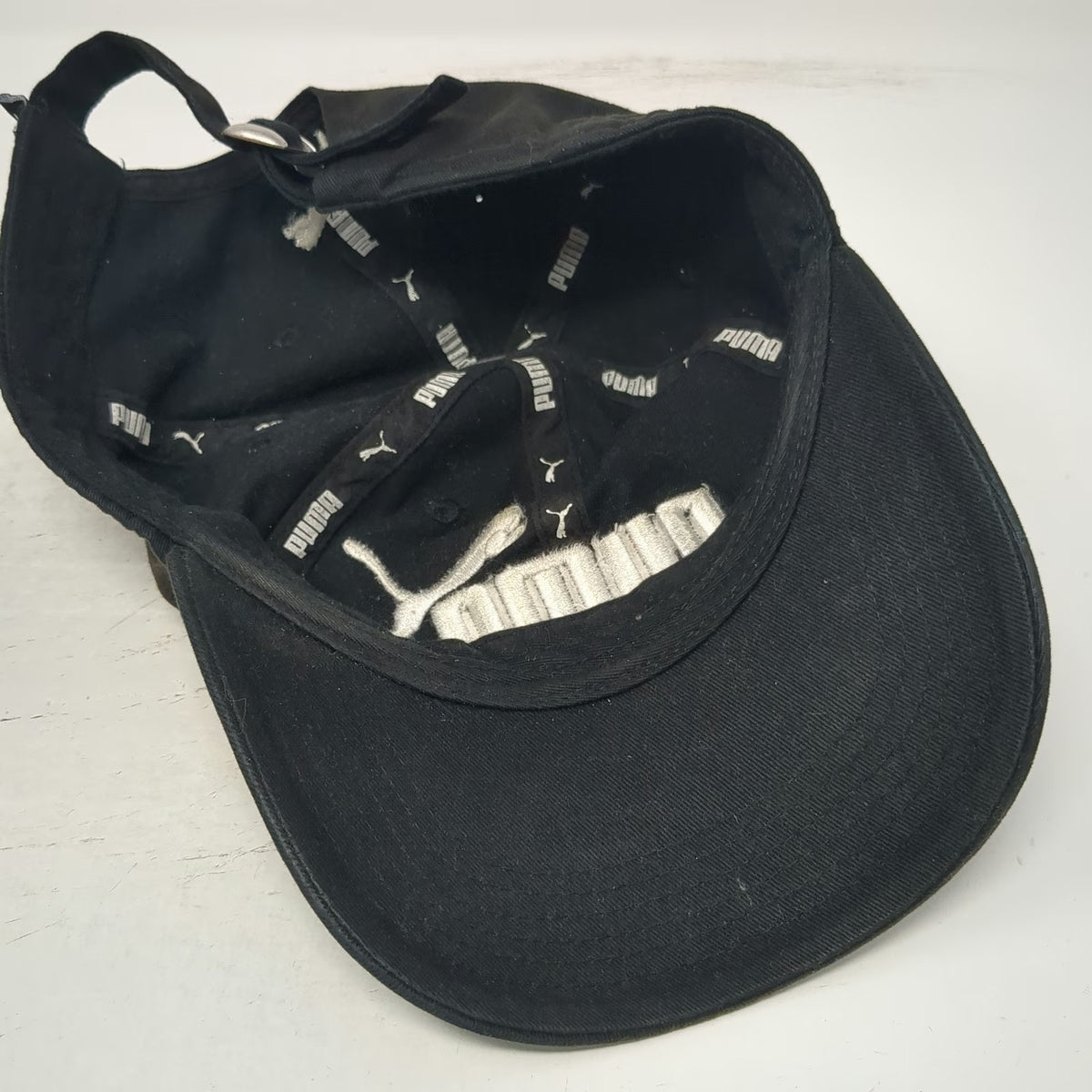 Puma Baseball Cap Black One Size Embroidered Cat Logo Adjustable Slideback Hat