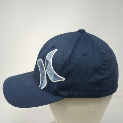 Hurley Baseball Cap Blue One Size Embroidered Plaid Icon Underbrim Flexfit Hat