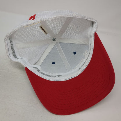 Browning Baseball Cap Blue Red White M Mesh Buckmark Flexfit 3D Embroidery Hat