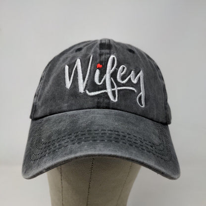 Unbranded Women's Slideback Hat Gray Embroidered Wifey Logo Ponytail Hole Cotton