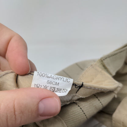 Frankfurt Strapback Hat Tan 58cm Adjustable Embroidered Pinstripe