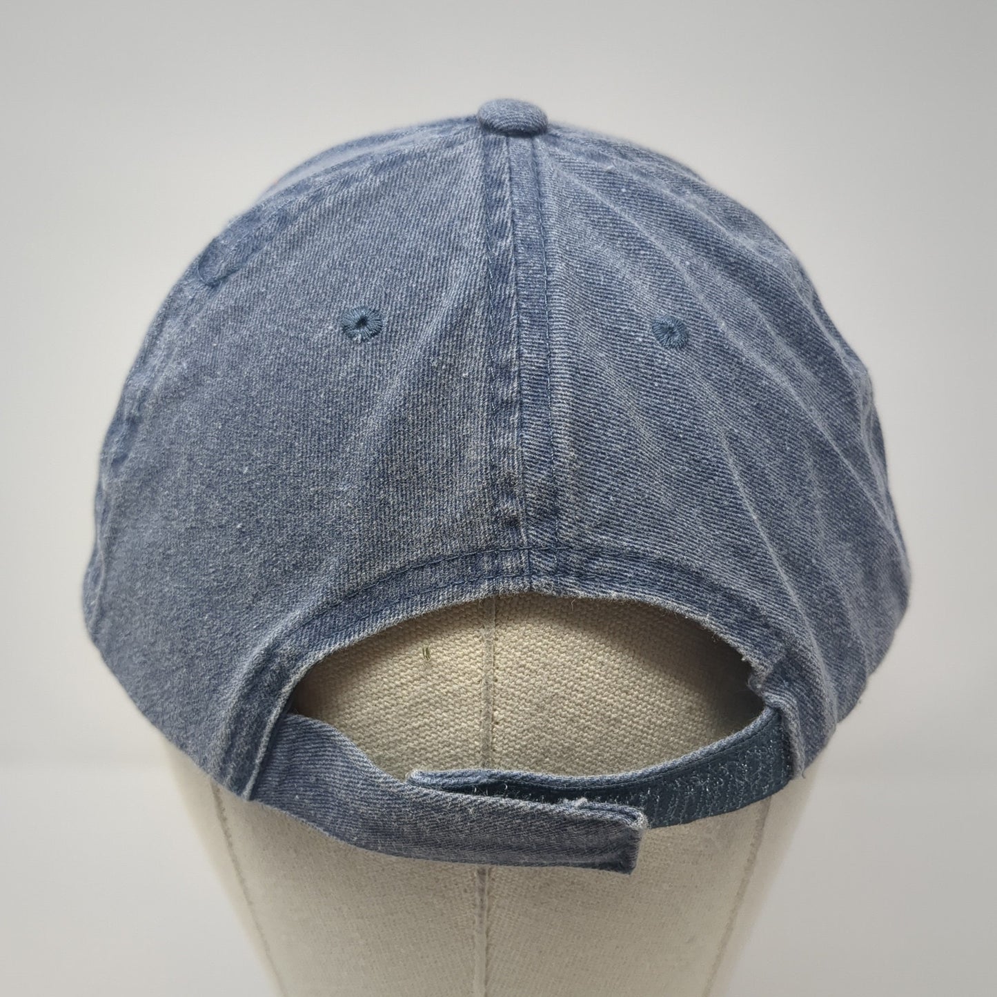 Wave Strapback Baseball Cap Blue One Size Adjustable Embroidered 6 Panel Denim