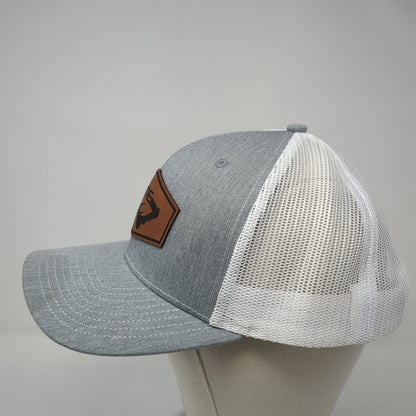 Game Inc Leather Patch Snapback Trucker Hat Gray One Size Mesh Back