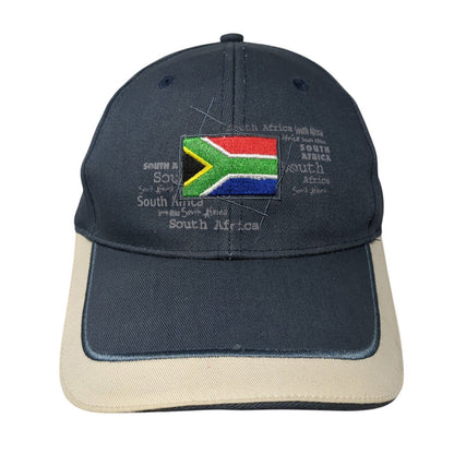 South Africa Strapback Hat Blue One Size Adjustable Embroidered 6 Panel Cotton