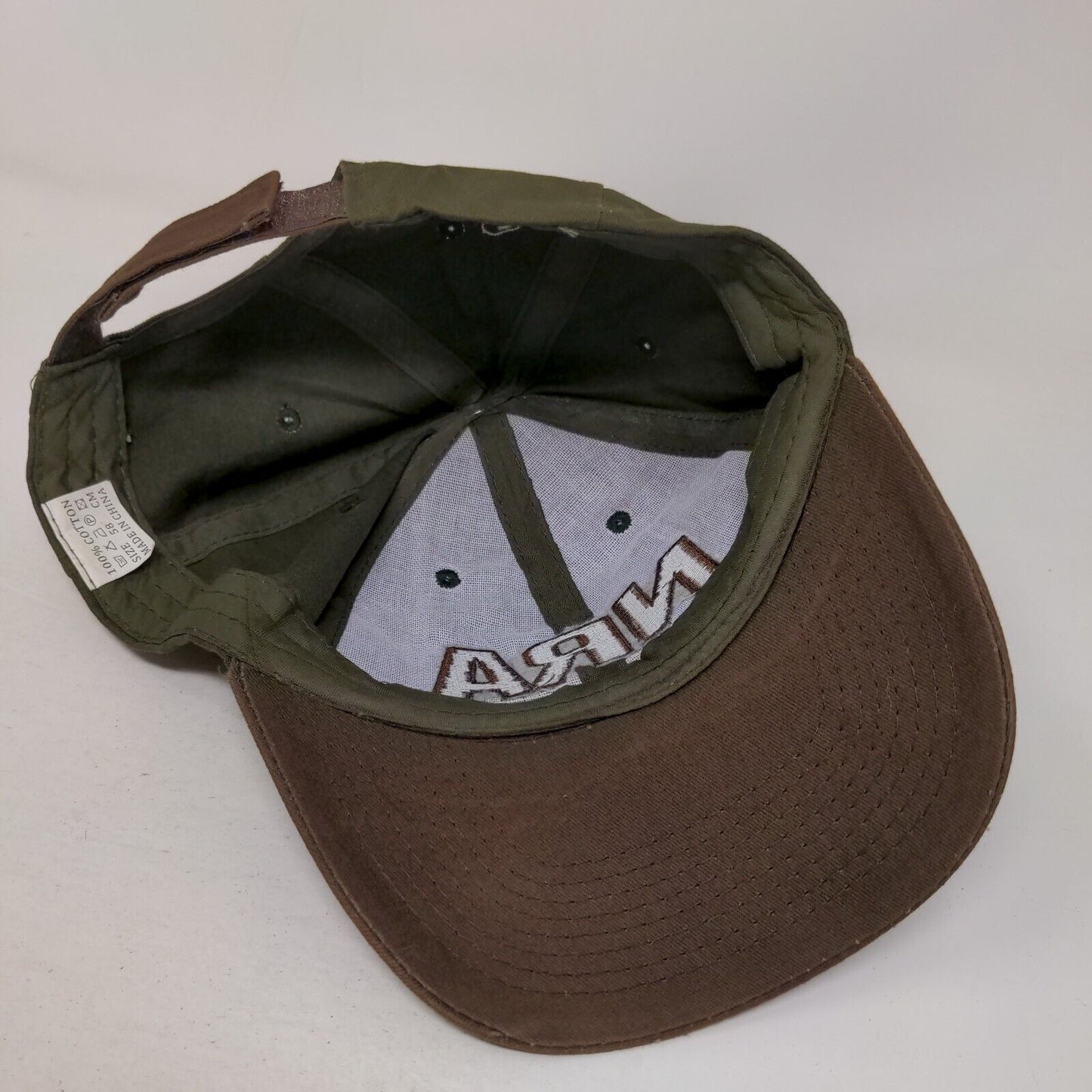 NRA Strapback Hat Green Brown Adjustable 58 CM Embroidered Logo 2nd Amendment