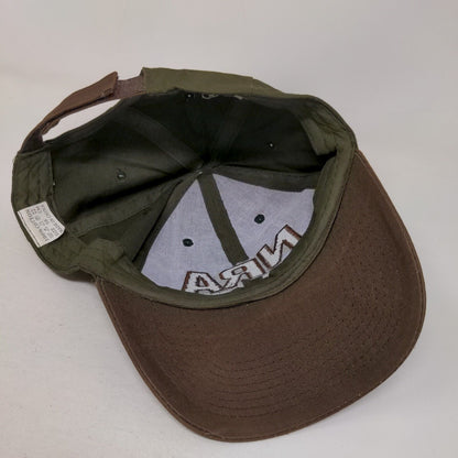 NRA Strapback Hat Green Brown Adjustable 58 CM Embroidered Logo 2nd Amendment