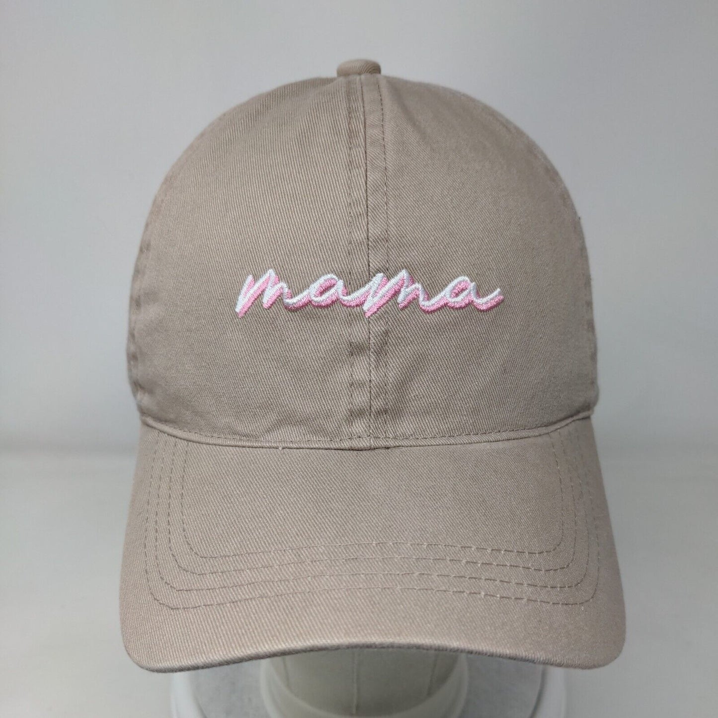 Mama Slideback Hat Tan OSFM Adjustable Embroidered David And Young
