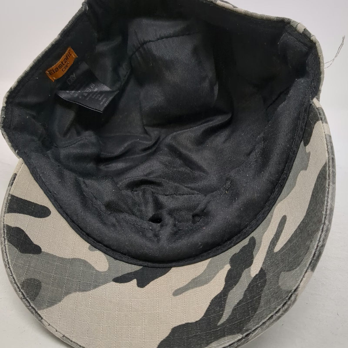D&Y Army Cap Gray Camo One Size Cotton Military Style Elastic Hat Eyelets Metal