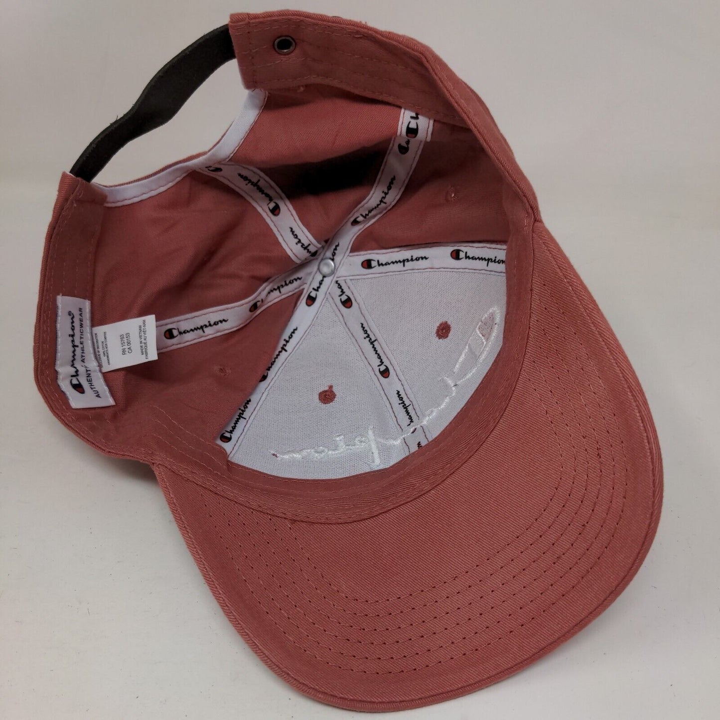 Champion Spell Out Slideback Hat Red OSFM Embroidered Leather Strap