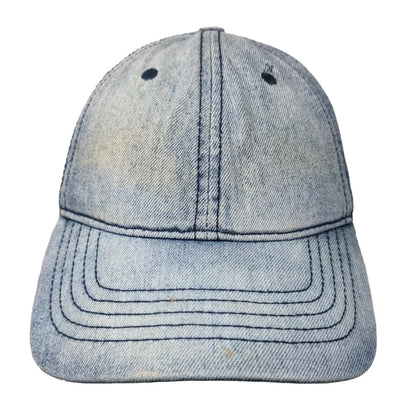 Unbranded Slideback Hat Blue OSFM Adjustable Vented Holes 6 Panel Denim Blank
