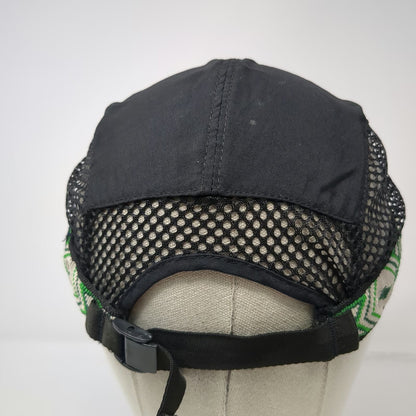 KAVU 5 Panel Cap Black M Mesh Patterned Trim Seattle USA Slideback Outdoor Hat