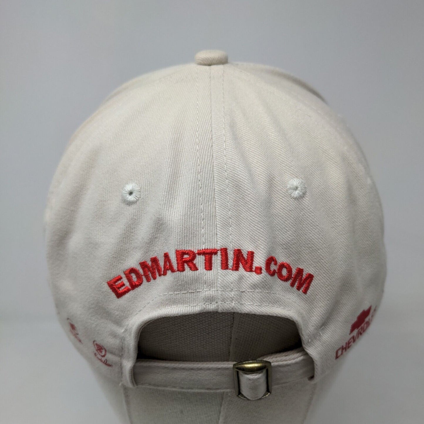 Ed Martin Men's Slideback Hat Tan OSFA Embroidered Car Logos Cotton Poly Blend