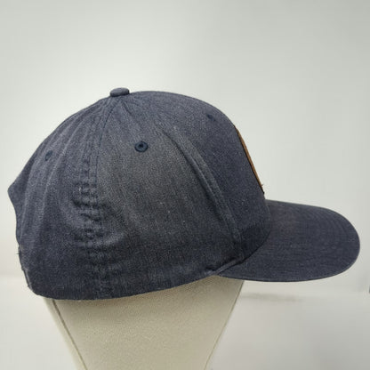 Columbia Snapback Blue One Size Leather Patch Denim Sportswear Hat Adjustable